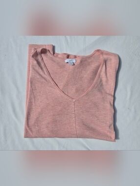 J. Jill Sweater Womens XL Pink V Neck Knit Pullover Lightweight Cotton Rayon